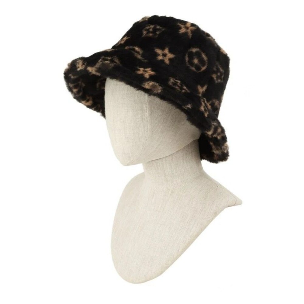 Geometric Pattern Fur Bucket Hat - Picture 5 of 5